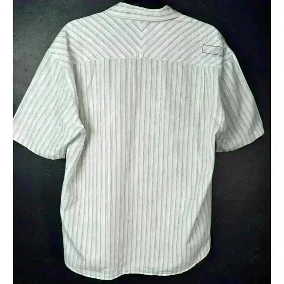 Quicksilver Shirt Men Large White Striped Button Up Casual Beach Surf Slim - Picture 5 of 5